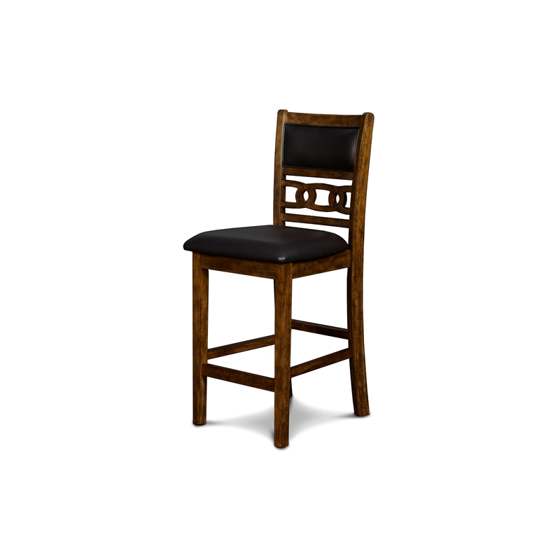 Pemberly Row Solid Wood Counter Drop Leaf Table W / 2 Chairs in Brown