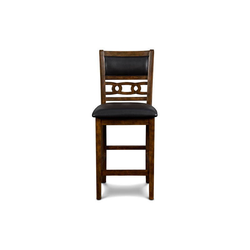 Pemberly Row Solid Wood Counter Drop Leaf Table W / 2 Chairs in Brown
