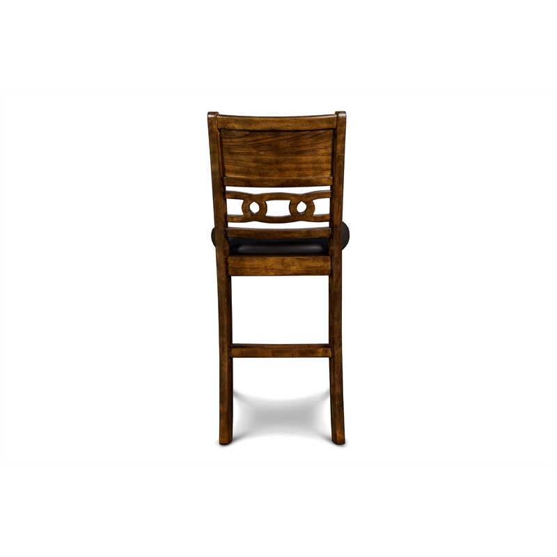 Pemberly Row Solid Wood Counter Drop Leaf Table W / 2 Chairs in Brown