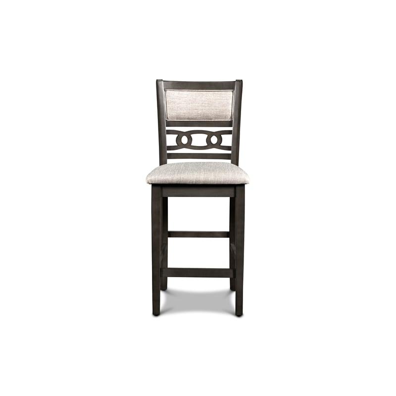 Pemberly Row Solid Wood Counter Drop Leaf Table W / 2 Chairs in Gray