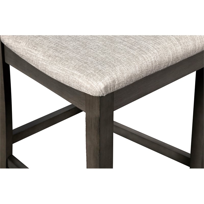 Pemberly Row Solid Wood Counter Drop Leaf Table W / 2 Chairs in Gray