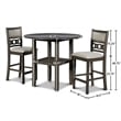 Pemberly Row Solid Wood Counter Drop Leaf Table W / 2 Chairs in Gray