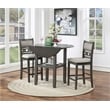 Pemberly Row Solid Wood Counter Drop Leaf Table W / 2 Chairs in Gray