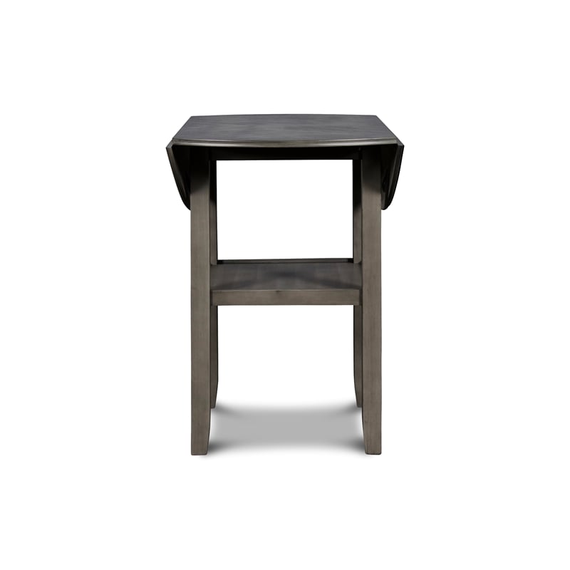 Pemberly Row Solid Wood Counter Drop Leaf Table W / 2 Chairs in Gray