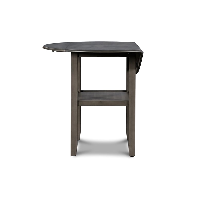 Pemberly Row Solid Wood Counter Drop Leaf Table W / 2 Chairs in Gray
