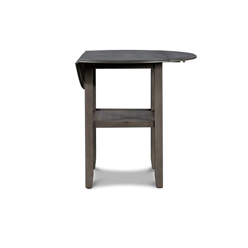 Pemberly Row Solid Wood Counter Drop Leaf Table W / 2 Chairs in Gray
