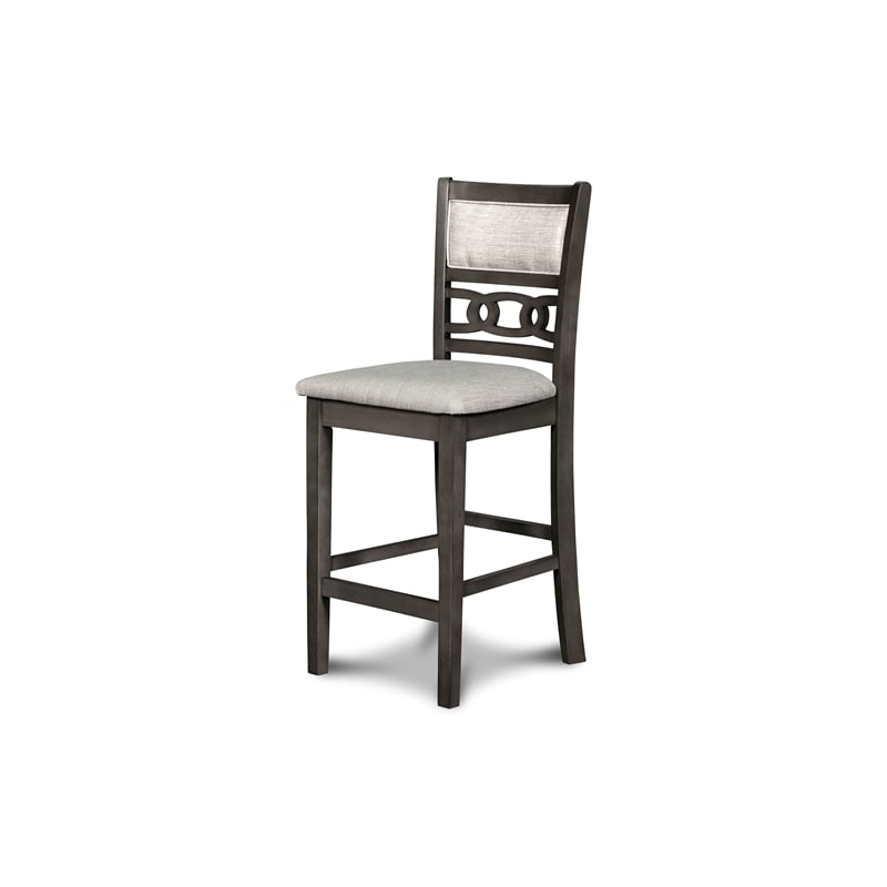 Pemberly Row Solid Wood Counter Drop Leaf Table W / 2 Chairs in Gray