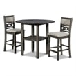 Pemberly Row Solid Wood Counter Drop Leaf Table W / 2 Chairs in Gray