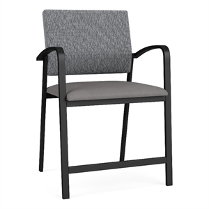 Pemberly Row Reception Waiting 24.5&quot Oversize Hip Chair in Black Steel / Gray