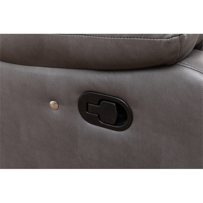 Pemberly Row Modern LED Faux Leather Reclining Sectional in Gray