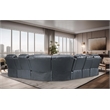 Pemberly Row Modern LED Faux Leather Reclining Sectional in Gray