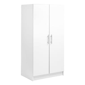 Pemberly Row Contemporary Engineered Wood Storage 32&quot Wardrobe Armoire in White