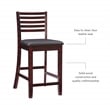 Pemberly Row Wood Ladder Back Faux Leather Seat 25