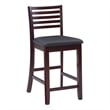 Pemberly Row Wood Ladder Back Faux Leather Seat 25
