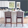 Pemberly Row Wood Ladder Back Faux Leather Seat 25