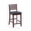 Pemberly Row Wood Ladder Back Faux Leather Seat 25