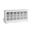 Pemberly Row Contemporary 18 Cubby Shoe Storage Bench in White