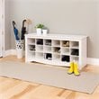 Pemberly Row Contemporary 18 Cubby Shoe Storage Bench in White