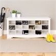 Pemberly Row Contemporary 18 Cubby Shoe Storage Bench in White
