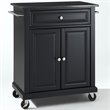 Pemberly Row Solid Granite / Wood Portable Kitchen Cart in Black