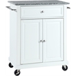 Pemberly Row Modern Wood Portable Kitchen Cart in White and Gray