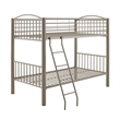 Pemberly Row Twin Over Twin Bunk Bed Attached Ladder in Pewter Finish