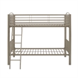 Pemberly Row Twin Over Twin Bunk Bed Attached Ladder in Pewter Finish