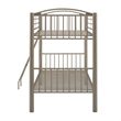 Pemberly Row Twin Over Twin Bunk Bed Attached Ladder in Pewter Finish