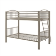 Pemberly Row Twin Over Twin Bunk Bed Attached Ladder in Pewter Finish