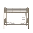 Pemberly Row Twin Over Twin Bunk Bed Attached Ladder in Pewter Finish