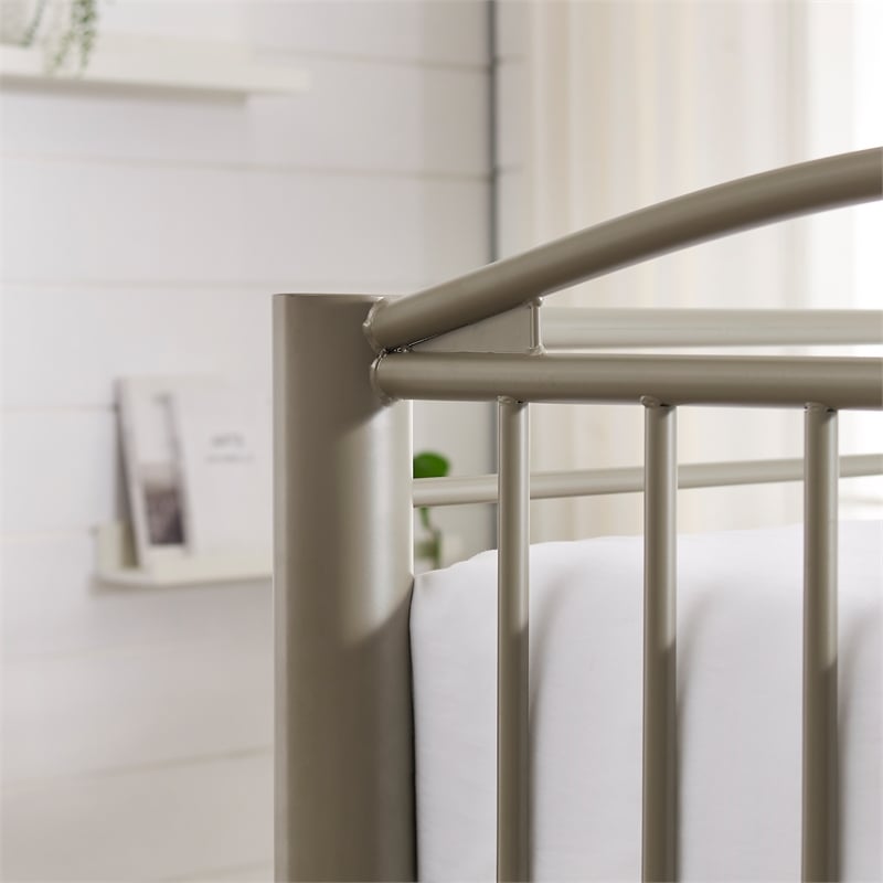 Pemberly Row Twin Over Twin Bunk Bed Attached Ladder in Pewter Finish