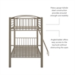 Pemberly Row Twin Over Twin Bunk Bed Attached Ladder in Pewter Finish