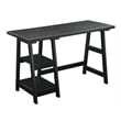 Pemberly Row Contemporary Wood Home Office Trestle Desk in Black