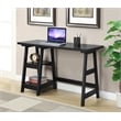 Pemberly Row Contemporary Wood Home Office Trestle Desk in Black