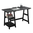 Pemberly Row Contemporary Wood Home Office Trestle Desk in Black