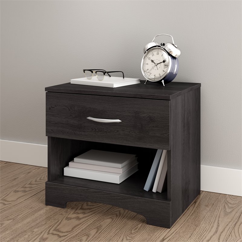 Pemberly Row Contemporary Wood Nightstand in Gray Oak Finsih
