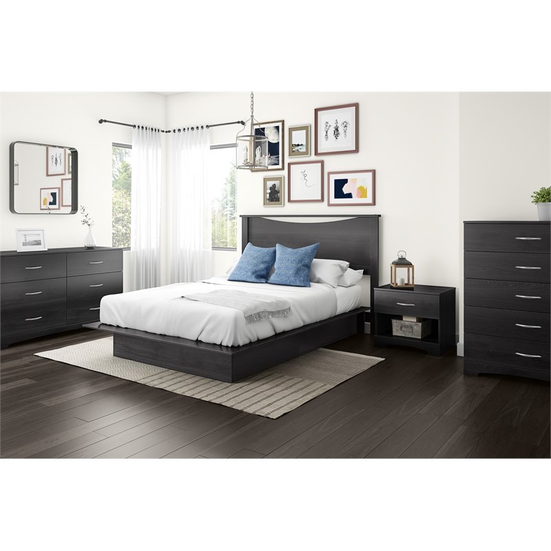 Pemberly Row Contemporary Wood Nightstand in Gray Oak Finsih