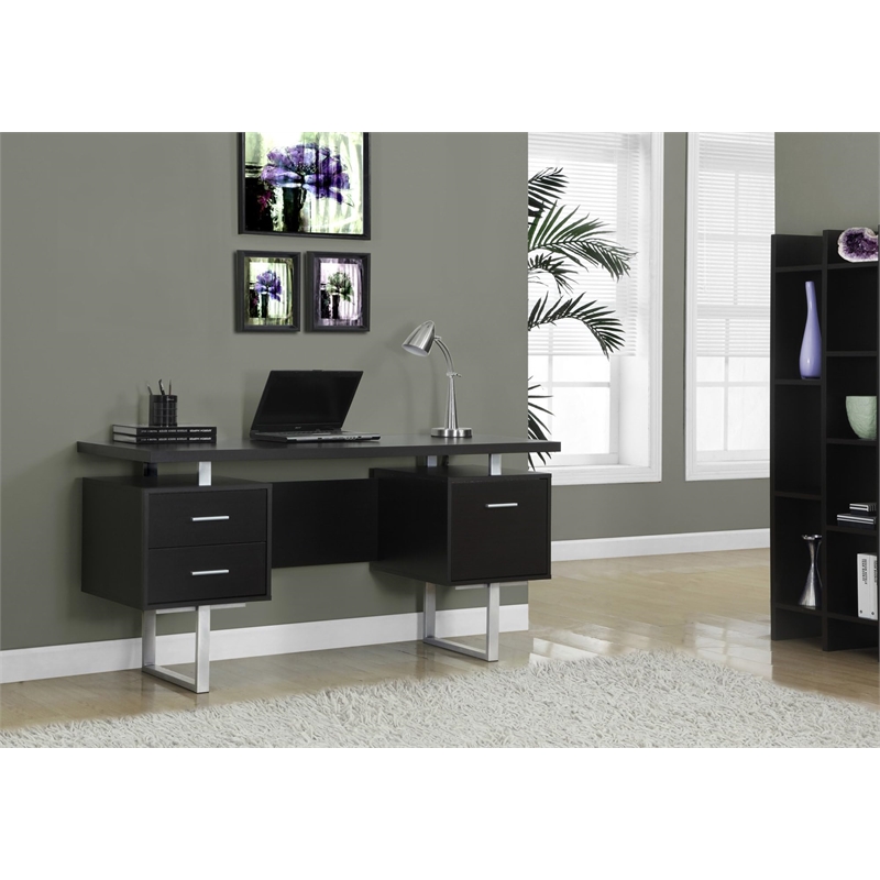 Pemberly Row Computer Desk Home Office Laptop Storage Drawers 60