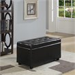 Pemberly Row 34 in. W Rectangle Storage Ottoman in Midnight Black Faux Leather