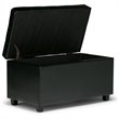 Pemberly Row 34 in. W Rectangle Storage Ottoman in Midnight Black Faux Leather