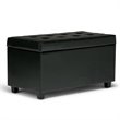 Pemberly Row 34 in. W Rectangle Storage Ottoman in Midnight Black Faux Leather
