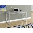 Pemberly Row Computer Desk Home Office Laptop Work Metal Laminate Brown Chrome