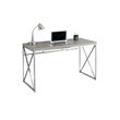 Pemberly Row Computer Desk Home Office Laptop Work Metal Laminate Brown Chrome