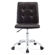 Pemberly Row Modern Faux Leather Armless Mid Back Office Chair in Brown