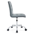 Pemberly Row Modern Faux Leather Armless Mid Back Office Chair in Gray