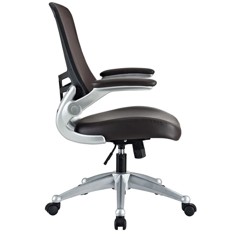 Pemberly Row Modern Style Vinyl Office Chair in Brown Finish