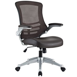 Pemberly Row Modern Style Vinyl Office Chair in Brown Finish