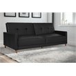 Pemberly Row Coil Faux Leather Convertible Sofa in Black Finish