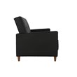 Pemberly Row Coil Faux Leather Convertible Sofa in Black Finish