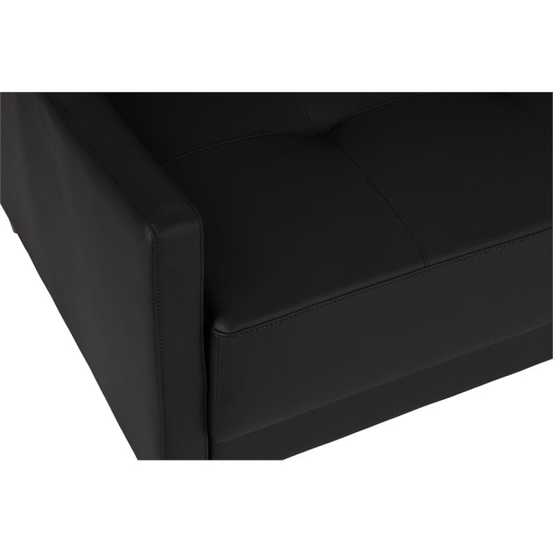 Pemberly Row Coil Faux Leather Convertible Sofa in Black Finish